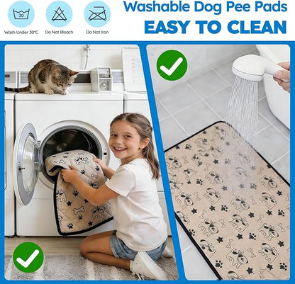 Washable Pee Pads for Dogs, Absorbent Reusable Puppy Training Pads, Leakproof, Non-Slip, Waterproof Cat Doggie Pad Pet Potty Mat for Indoor&Outdoor, Whelping, Playpen, Crate, Coffee 20"x28"