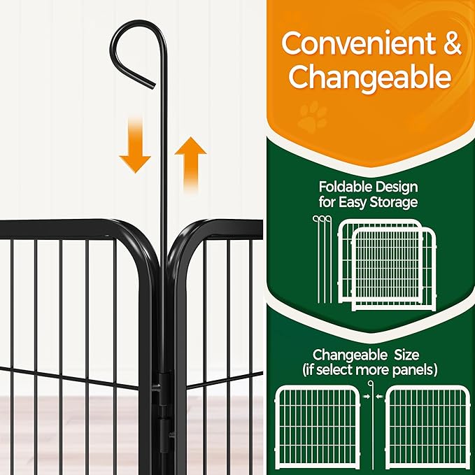 Yaheetech Dog Playpen, 24 inch 4 Panels Dog Pen for Indoor Heavy Duty Puppy Exercise Pen Metal Pet Fence for RV Camping/Yard/Garden