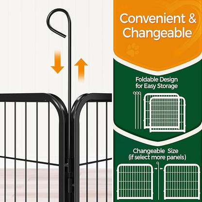 Yaheetech Dog Playpen, 24 inch 4 Panels Dog Pen for Indoor Heavy Duty Puppy Exercise Pen Metal Pet Fence for RV Camping/Yard/Garden