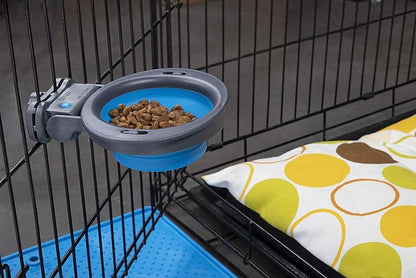 Dexas Popware for Pets Collapsible Kennel Bowl, PW275432429, Light Gray, Regtangular