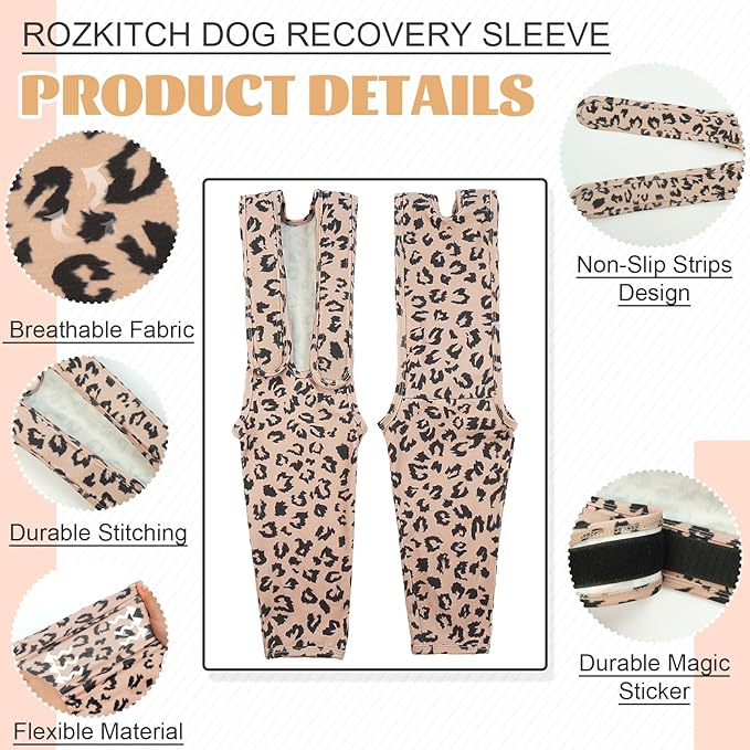 ROZKITCH Leg Sleeve for Dogs to Prevent Licking Front Right Left Leg, Pet Prevent Licking Wound Elbow Knee Protector, Dog Recovery Suit for Sprain ACL CCL Arthritis Joint Care Brown L