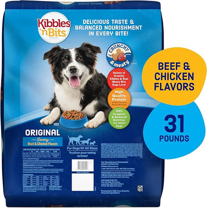 Kibbles 'n Bits Original Savory Beef & Chicken Flavor Dry Dog Food, 31 Pound Bag