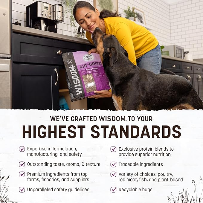 Earth Animal Wisdom Air Dried Dog Food - Turkey Recipe Premium Natural Dry Dog Food for All Breeds & Ages - 8 Lbs Bag