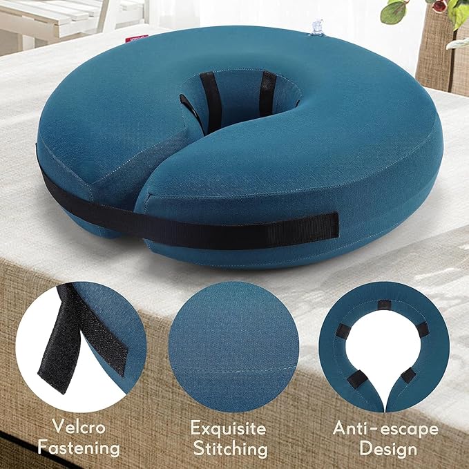 MIDOG Dog Cone - Inflatable Soft Donut Collar Alternative for Dogs After Surgery, Protective Recovery Collar Prevents Licking, Comfortable E-Collar Alternative for Small Medium Large Dogs (Blue, M+)