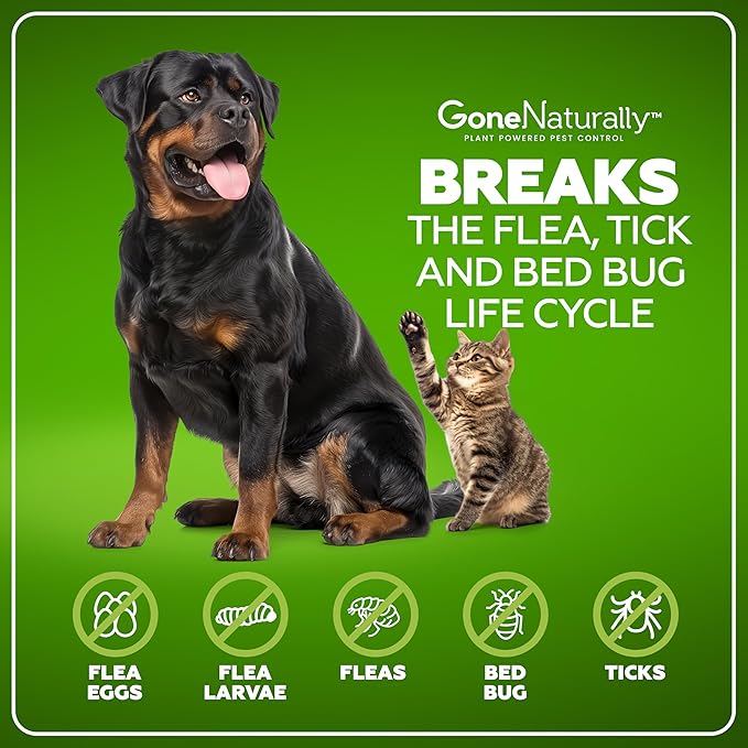Flea and Tick Spray for Cats & Home– Natural Flea and Tick Prevention for Cats– Bed Bug & Multi-Insect Killer– Scentless Plant-Based Formula Kills on Contact (16 oz)