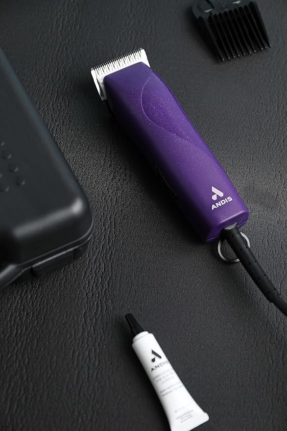 Andis 24820 EasyClip Professional-Animal 7-Piece Detachable Ceramic Blade Clipper Kit, Frustration Free Packaging, Purple