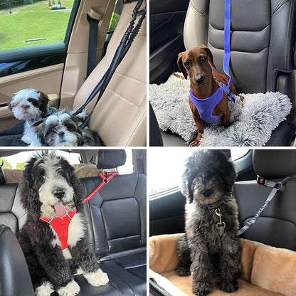 BWOGUE Pet Dog Cat Seat Belts, Car Headrest Restraint Adjustable Safety Leads Vehicle Seatbelt Harness (1 Pack, Purple, Elastic)