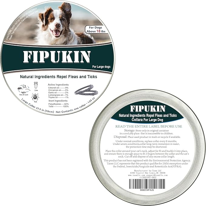 Flea and Tick Collar for Large Dogs, 2‑Pack | 8‑Month Waterproof Protection with Natural Essential Oils | Includes Comb & Tick Removal Tool
