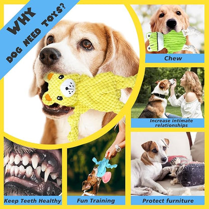 5 Pack Squeaky Dog Toys, No Stuffing Plush Dog Chew Toy Puppy Teething Toys to Keep Them Busy, Chewer Tough Durable Crinkle Interactive Dogs Toy Bundle for Small Medium Large Dogs
