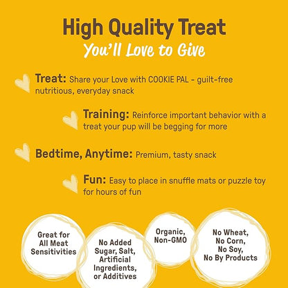 CookiePal Dog Treats, Crunchy Peanut Butter Puppy Training Treats, Human Grade USDA Organic, Natural Dog Biscuits, 10oz (Pk of 3)