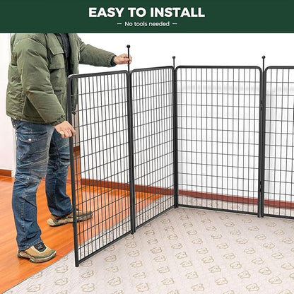 FXW Rollick Unleashed Dog Playpen for Indoor, Yard, RV Camping, 50 inch 16 Panels Dog Pen with Connectors (Pack of 2) for Large Dogs, Black│Patented
