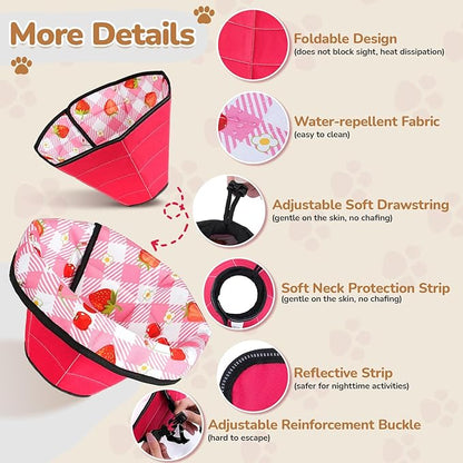 Soft Dog Cone Collar After Surgery: Adjustable Long Foldable Comfy Recovery Shame Elizabethan Stop Licking Small Medium Large Dogs (Red, XL)