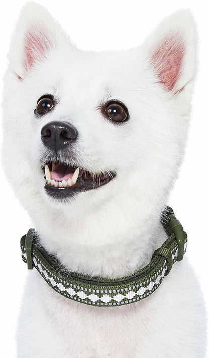 Blueberry Pet 3 Colors 3M Reflective Jacquard Neoprene Padded Adjustable Dog Collar, Olive