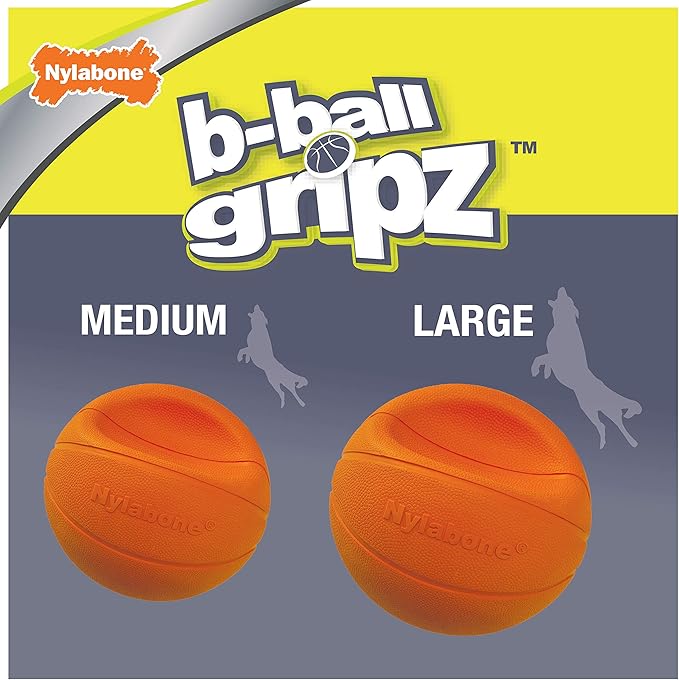 Nylabone Power Play Gripz Felt Basketball Rubber Fetch Toy, Squeaky Ball for Dogs, Medium (1 Count)