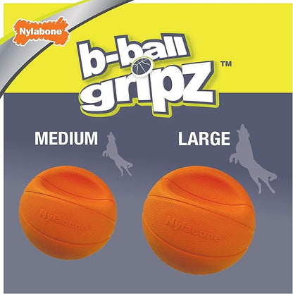 Nylabone Power Play Gripz Felt Basketball Rubber Fetch Toy, Squeaky Ball for Dogs, Medium (1 Count)