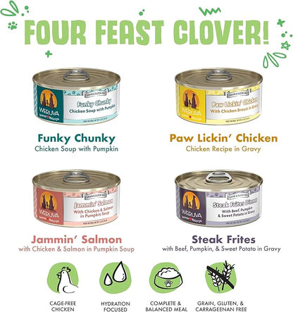 Weruva Classic Dog Food, Four Feast Clover Trial Variety Pack, 5.5oz Can, Pack of 4