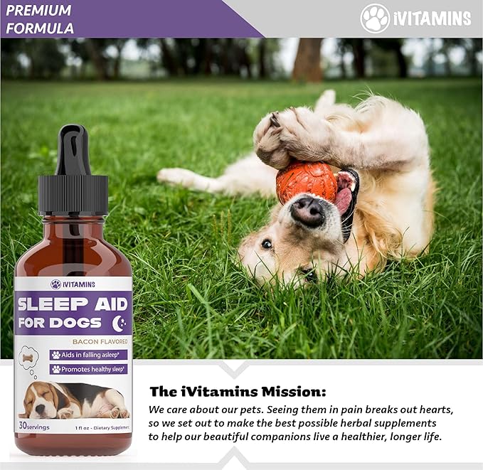 Dog Sleep Aid | Sleep Aid for Dogs | Promotes Healthy, Restful Sleep in Dogs | Melatonin for Dogs | | Dog Calming | Calming for Dogs | Dog Melatonin | Dog Anxiety Relief | 1 fl oz: Bacon Flavor