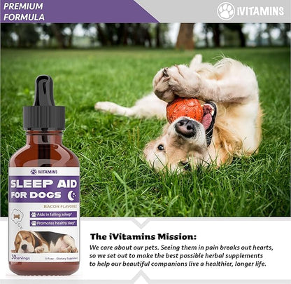 Dog Sleep Aid | Sleep Aid for Dogs | Promotes Healthy, Restful Sleep in Dogs | Melatonin for Dogs | | Dog Calming | Calming for Dogs | Dog Melatonin | Dog Anxiety Relief | 1 fl oz: Bacon Flavor