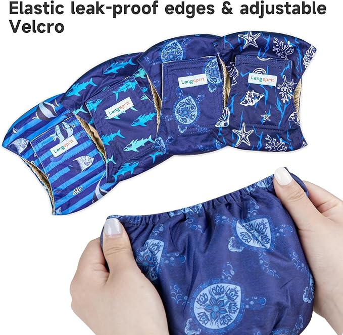 Male Dogs Diapers Belly Bands(4Pack), Washable Reusable Male Boy Doggy Wraps Panties for Doggie Puppy Pooping Potty Training Incontinence Marking Pañal para Perro Medium