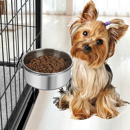 Dog Bowl Stainless Steel Pet Hanging Food Water Bowl Cage Feeding Cup Feeder for Dogs Cats Rabbits Birds Small Animal (Medium)