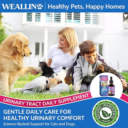 WEALLIN 2 Pack – Cat & Dog Natural Urinary Tract Infection Treatment with Cranberry, Kidney, and Bladder Support Supplement, Support for Urinary Comfort & Bladder Flow – Pet Renal Care Support Drops