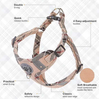 BEAUTYZOO Step in Dog Harness Collar and Leash Set for Small Medium Large Dogs, No Pull No Choke Puppy Harness, Soft Mesh Reflective Pet Padded Vest Adjustable for Doggie Girl or Boy,French Bulldog