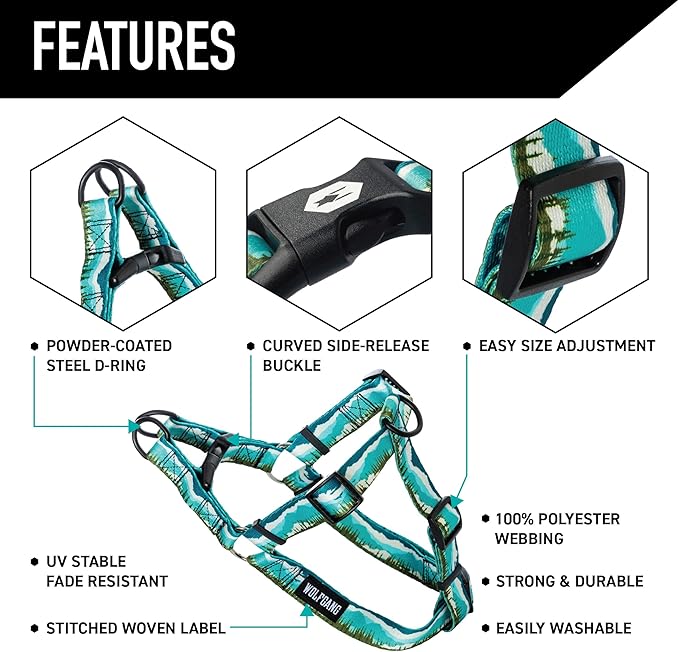 Wolfgang Heavy Duty Adjustable Dog Harness, Pull-Tested to Over 800 lbs for Walking & Training, GreatEscape Print, Extra Large