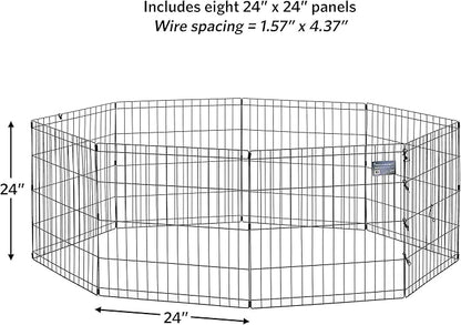 MidWest Homes for Pets 24-Inch Exercise Pen, for Indoor and Outdoor use, 16 Sq Feet of Play, Folding Dog Pen, No Door Design for Maximum Security, Easy to Set Up, Foldable Dog Playpen