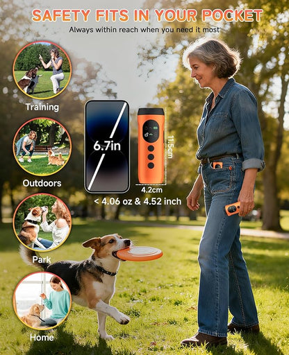 ATESON 3X Ultrasonic Dog Bark Deterrent, 50ft Long Range Anti Barking Device for Stubborn & Neighbor's Dog, Rechargeable Behavior Training Tool with Flashlight, Safe Humane for Indoor Outdoor Use