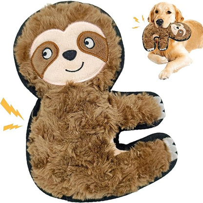 Brown Sloth Plush Squeaky Dog Toy for Chewers Puppy Teething Chew Toy Cute Soft Funny Durable Stuffed Animal Interactive Fetch Dog Toy for Small Medium Large Dogs Toy Gift 22cm/8.66in