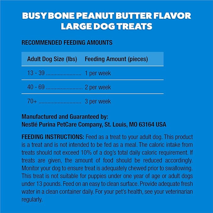 Purina Busy Bone Adult Dog Chew Bone Treats, Peanut Butter - 10 ct. Pouch