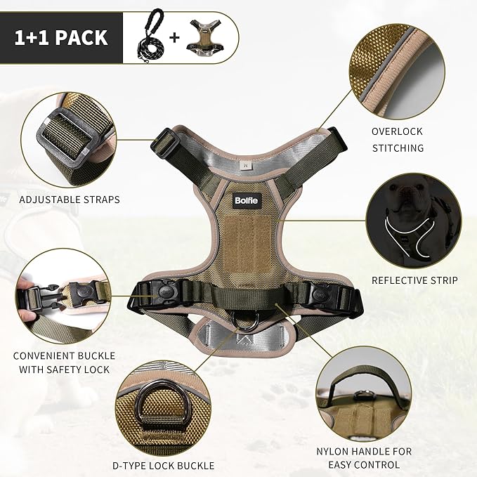Tactical Dog Harness for Medium Dogs,No Pull Military Dog Vest with Handle,Reflective Heavy Duty Pet Harness for Walking Hiking Training M