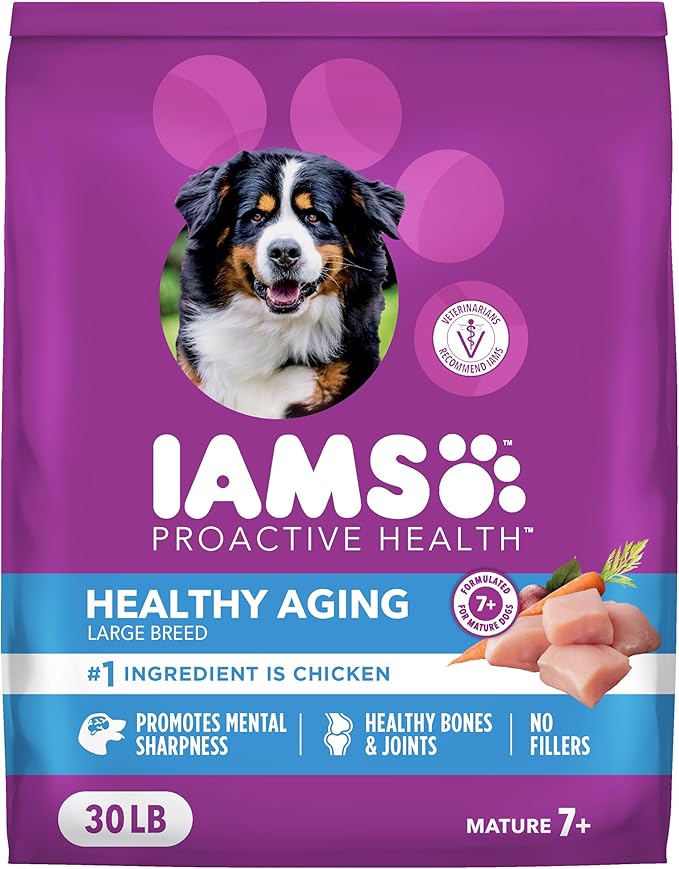 IAMS Proactive Health Dry Dog Food, Large Breed Mature Premium Adult Dog Food for Large Breeds, with Chicken, 30 lb. Bag