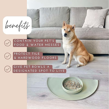 Should We Go - Waterproof Silicone Pet Food Mat - Non-Slip, Spill-Proof Feeding Mat for Floors, Raised Edge Design, Easy-to-Clean Pad for Dog & Cat Bowls, 21" Across x 10.5" Deep, Medium-Terracotta