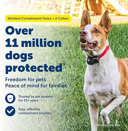 PetSafe 2-Dog Wireless Pet Containment System - Original Wireless Electric Fence for Dogs - Covers Up to 1/2 Acre - for Pets 5lb+