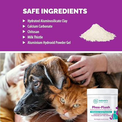 Phos-Flush Phosphate Binder for Cats and Dogs. Dog Kidney and Cat Kidney Support. Feline Urinary Tract Support. Compliments a Renal Failure Dog Food Diet or Cat Renal Support Diet. 200 Grams.