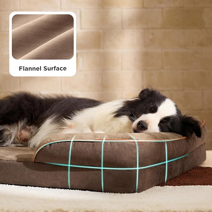 Bedsure Orthopedic Dog Beds Large Sized Dog - Washable Large Dog Cat Bed Waterproof, Comfort Dogs Couch Sofa with Washable Removable Cover, Pet Bed with Nonskid Bottom, Brown, 35"