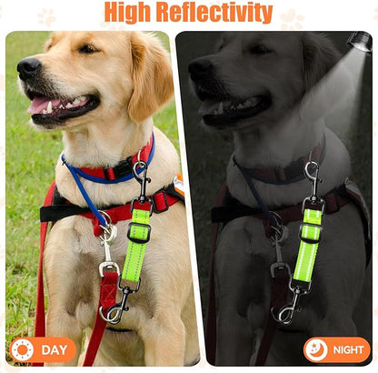 Dog Collar Safety Clip, Reflective Double-Ended Backup Connector for Harness to Collar, Adjustable Safety Clip for Prong, Pinch Collars, Prevents Escapes & Accidental Disconnection