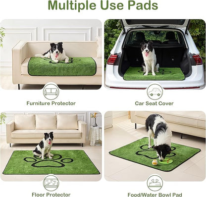 Qeils Reusable Dog Pee Pads, 2 Pack Super Absorbent & Leakproof Washable Puppy Pads with Soft Green Top Layer, for Potty Training, Crates, Couch, Car Seats & Pet Beds, 18"x24"