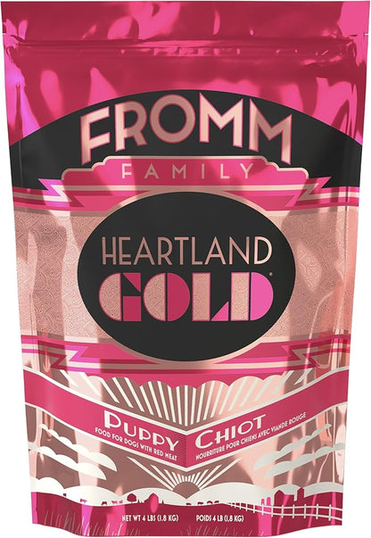 Fromm Heartland Gold Puppy Premium Dry Dog Food - Dry Puppy Food for Medium & Small Breeds - Beef Recipe - 4 lb