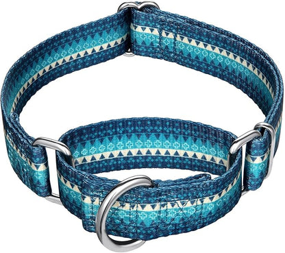 Martingale Dog Collar Turquoise Green, Neck 11"-15.5", Wide :1", Soft Durable No Pull Anti-Escape Pet Collar for Small Dogs