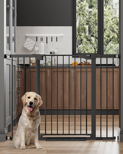 Cumbor 36" Extra Tall 29.7-51.5" Baby Gate for Stairs, Easy Walk Through Dog Gates for Doorways Extra Wide, Pressure Mounted Tall Pet Gate Indoor, Safety Auto-Close Child Gate for Kids, Black