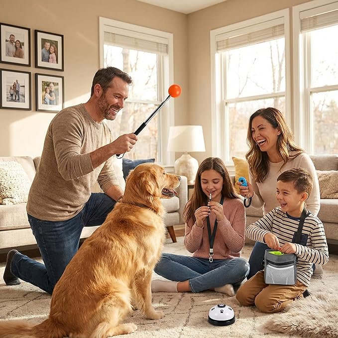 Pet Training Kit -Target Stick,Training Clicker,Whistle,Bell,Treat Pouch- Dog Training Equipment Tools, Agility Training Lure Course For Dogs,Cat Toilet Trainer Kit, Kitten Puppy Behavior Aids Trick