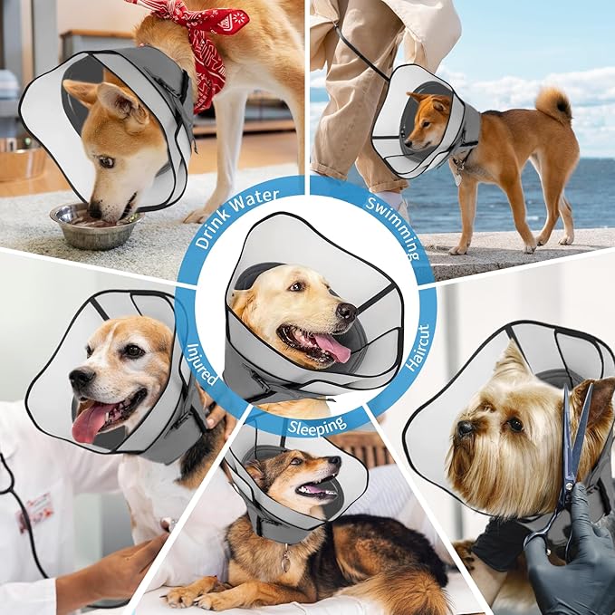 Adjustable Dog Cone Collar for Surgery Recovery, Soft Wound Collar After Surgery for Large Medium Dogs Prevent Licking, Adjutsable Elizabethan Dog Neck Collar, Comfortable Pet Recovery Collar