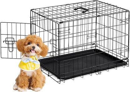 Dog Crate - Single Door 30 Inch Portable Puppy Dog Cage, Metal Wire Pet Kennel with Secure Lock, Leak-Proof Pan Tray, Foldable Design for Dogs Pets Indoor Training and Outdoor Trave