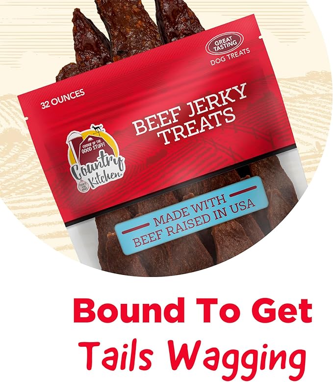 Country Kitchen Beef Jerky Tender Dog Treats, Made with Real Beef, High Protein, Low Fat, No Artificial Colors, 32 oz