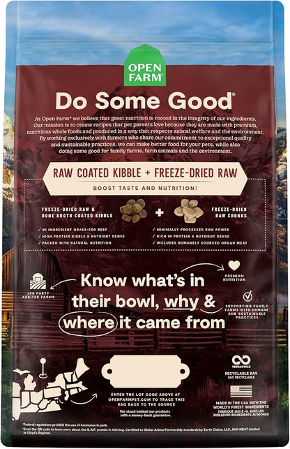Open Farm, RawMix Dry Dog Food with Ancient Grains, Protein-Packed Kibble Coated in Bone Broth with Freeze Dried Raw Chunks, Beef Pork & Lamb, Front Range Recipe, 20lb Bag