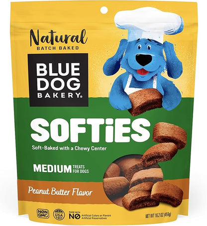 Blue Dog Bakery Natural Dog Treats, Softies, Peanut Butter Flavor, 16.2oz Bag, 6 Bags