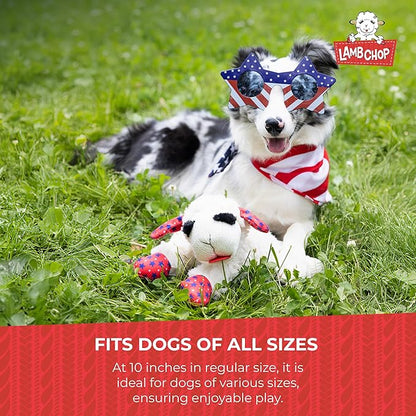 Multipet Lamb Chop Dog Plush Toy - Squeaky Toy for Small & Medium Dogs - Extra Soft Plush - Stuffed Animal for Cuddling & Playing (10", Cream, 5 Squeakers)