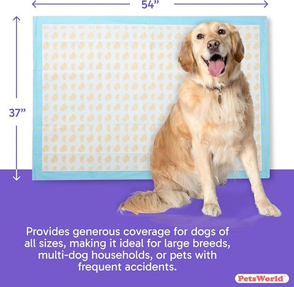 PetsWorld Health Monitoring Dog Pee Pads 37"x54" 50 Count – XXXL Color-Changing Pet Pee Pads for Dogs & Pets, Leak-Proof Super Absorbent Dog Training Pads with Odor Control